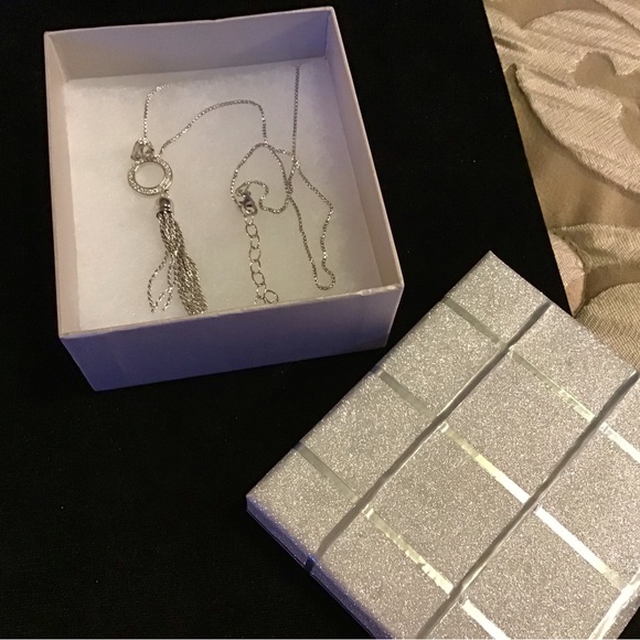 Beautiful sterling silver necklace with diamonds.  NEW - Picture 9 of 11